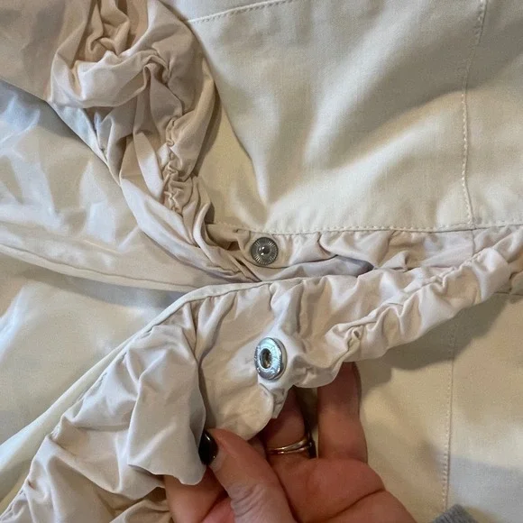 Blanc Noir Ruffle Trench Jacket Womens M Cream Coquette Avant-Garde Belted Coat - Picture 6 of 11